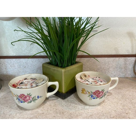Vintage Tea Cup Homemade Sandalwood Peony Tangerine Candles - Picture 1 of 6